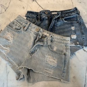 Two pairs Pac Sun High Rise Festival Denim Shorts